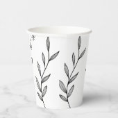 Zwart-wit Bloemen Boho Bruiloft Papieren Bekers (Rechts)