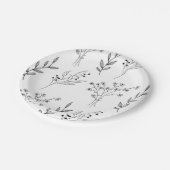 Zwart-wit Bloemen Boho Bruiloft Papieren Bordje (Gekanteld)