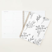 Zwart-wit Bloemen Boho Bruiloft Planner (Display)