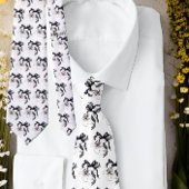 Zwart Wit Bloemen Botanische Lily Kant Lint Stropd Stropdas