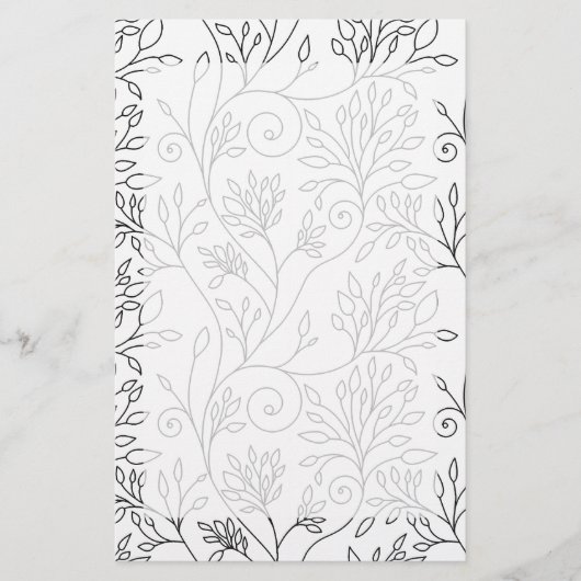 Zwart-wit bloemen briefpapier (Voorkant)
