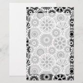Zwart-wit bloemen briefpapier (Voorkant / Achterkant)