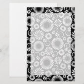 Zwart-wit bloemen briefpapier (Voorkant / Achterkant)