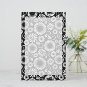 Zwart-wit bloemen briefpapier (Staand voorkant)