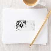 Zwart-wit Bloemen Bruiloft Blank Adres Label (Insitu)