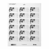 Zwart-wit Bloemen Bruiloft Blank Adres Label (Full Sheet)