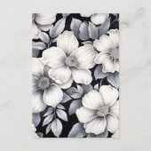 Zwart-wit Bloemen bruiloft Gast Details Informatiekaartje (Achterkant)