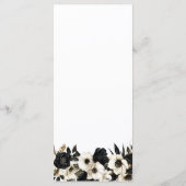 Zwart-wit Bloemen Bruiloft Menu (Achterkant)