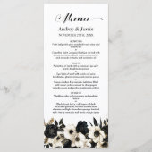 Zwart-wit Bloemen Bruiloft Menu (Voorkant)