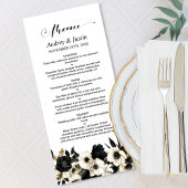 Zwart-wit Bloemen Bruiloft Menu