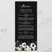 Zwart-wit Bloemen Bruiloft Menu (Voorkant)
