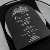 Zwart-wit Bloemen Bruiloft Menu Kaart