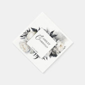 Zwart-wit bloemen bruiloft sjabloon servet (Hoek)