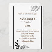 Zwart-wit bloemen bruiloft uitnodiging (Voorkant / Achterkant)