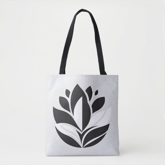 Zwart-wit Bloemen Canvas tas (Voorkant)