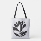 Zwart-wit Bloemen Canvas tas (Achterkant)
