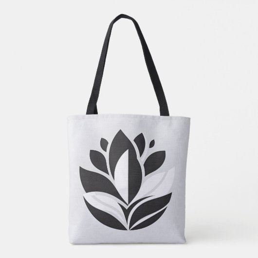 Zwart-wit Bloemen Canvas tas (Achterkant)