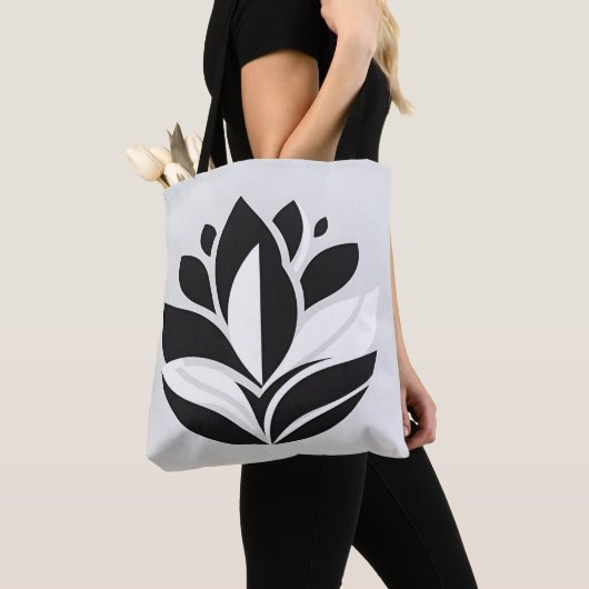 Zwart-wit Bloemen Canvas tas (Dichtbij)
