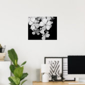 Zwart-wit bloemen close-up poster (Thuiskantoor)