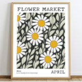 Zwart Wit Bloemen Daisy April Geboorte Bloemen Mar Poster