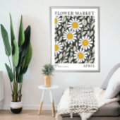 Zwart Wit Bloemen Daisy April Geboorte Bloemen Mar Poster