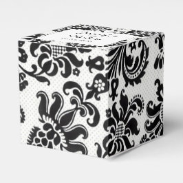 Zwart-wit Bloemen Damask Bruiloft Favor Box Bedankdoosjes