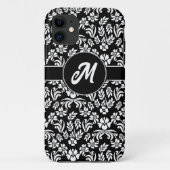 Zwart-wit Bloemen Damask Custom Case-Mate iPhone Case (Achterkant)