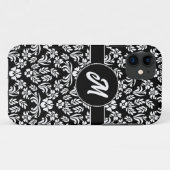 Zwart-wit Bloemen Damask Custom Case-Mate iPhone Case (Achterkant (horizontaal))