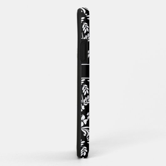 Zwart-wit Bloemen Damask Custom Case-Mate iPhone Case (Achterkant/rechts)