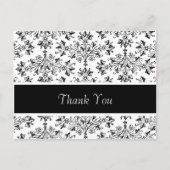 Zwart Wit  Bloemen Damask Dank u Briefkaart (Voorkant)