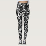 Zwart-wit Bloemen Damaskpatroon Leggings<br><div class="desc">Elegante, en bijzondere leggings met zwart-wit bloemige damast. Andere kleuren zijn beschikbaar.</div>