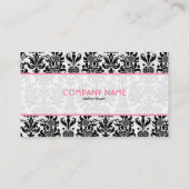 Zwart & Wit Bloemen Damasks Gepersonaliseerd Visitekaartje (Achterkant)