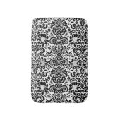 Zwart-wit Bloemen Damasks Patroon 2 Badmat (Voorkant Verticaal)