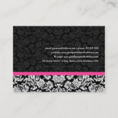 Zwart-wit Bloemen Damasks roze accenten Visitekaartje (Achterkant)