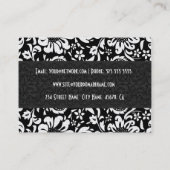 Zwart & Wit  Bloemen Damast Patroon 4 Visitekaartje (Achterkant)