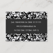 Zwart & Wit  Bloemen Damast Patroon 4 Visitekaartje (Achterkant)