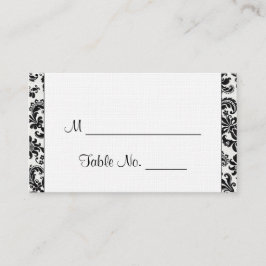Zwart-wit Bloemen Damast Wedding Place Cards Plaatskaartje