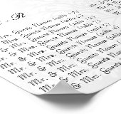 Zwart-wit Bloemen DamastRood Trim Foto Poster (Hoek)