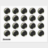 Zwart-wit Bloemen Dank u Bruiloft Ronde Sticker (Vel)