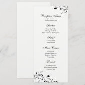 Zwart-wit Bloemen Decal Receptie Menu (Voorkant / Achterkant)