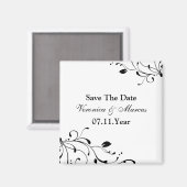 Zwart & Wit Bloemen Decal Save The Date Magnet (Voorkant / Achterkant)