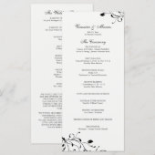 Zwart & Wit Bloemen Decal Trouwprogramma Programmakaart (Voorkant / Achterkant)