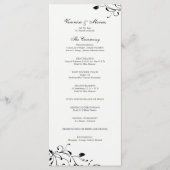 Zwart & Wit Bloemen Decal Trouwprogramma Programmakaart (Voorkant)