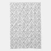 Zwart & Wit Bloemen Diamant Keukenhanddoek (Verticaal)