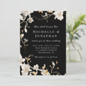 Zwart Wit Bloemen Elegant Christelijk Bijbel Bruil Kaart (Staand voorkant)