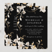 Zwart Wit Bloemen Elegant Christelijk Bijbel Bruil Kaart (Voorkant / Achterkant)