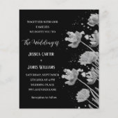 Zwart-wit Bloemen Elegante Eenvoudige Bruiloft (Voorkant)