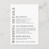 Zwart wit bloemen elegante trouwdetails kaarten (Voorkant)