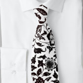 Zwart-wit Bloemen en Bladeren Botanisch Stropdas