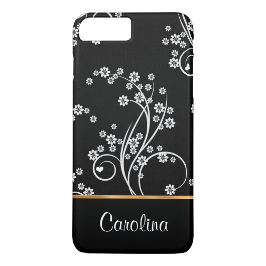 Zwart-wit bloemen, faux gouden folie Case-Mate iPhone case (Achterkant)
